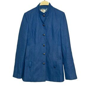 Tulle Wool Jacket Suit Business Trench Coat Tunic Women Size M Mock Preppy Long